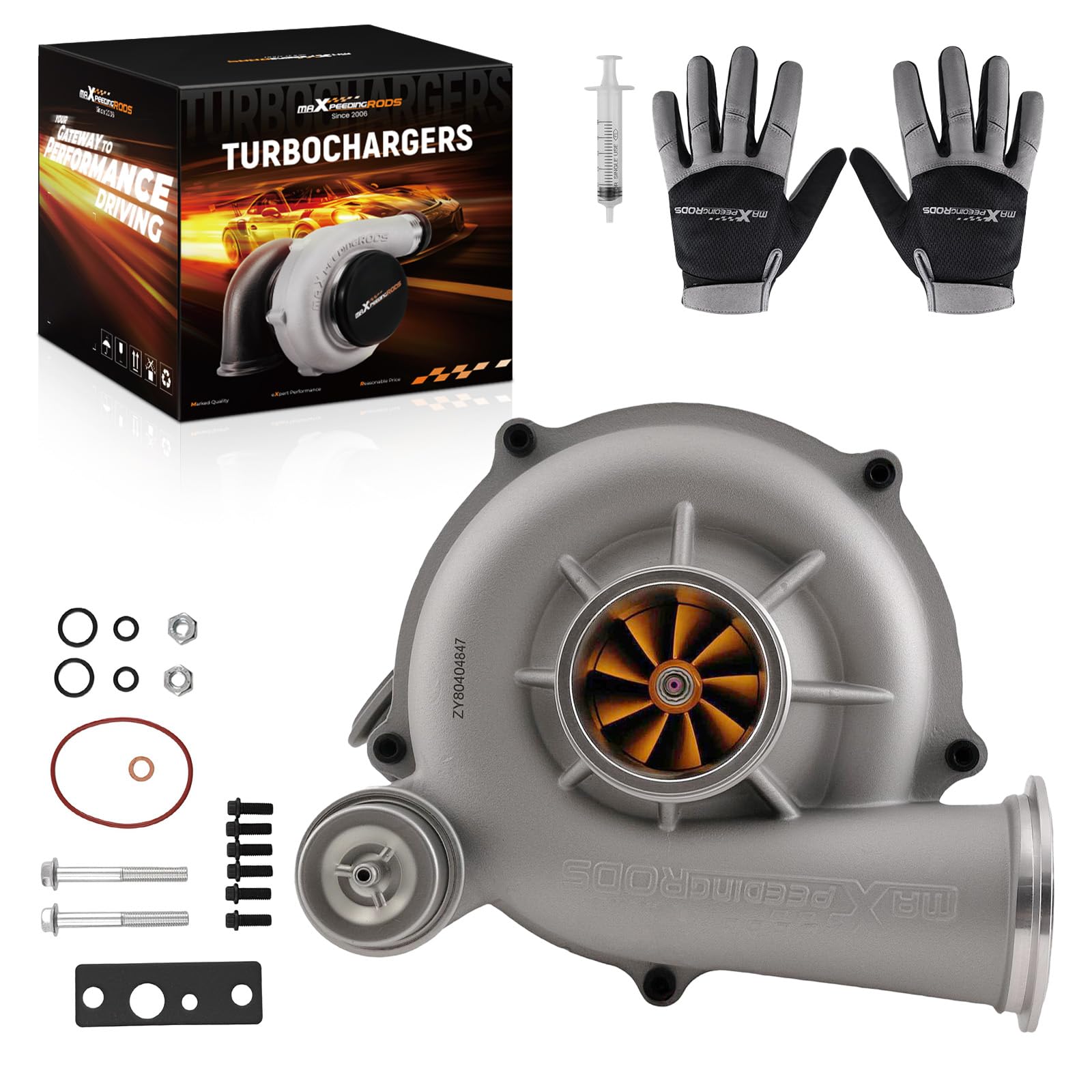 maXpeedingrods Turbo Turbocharger GTP38 for Ford Excursion 2000-2003, F250 F350 F450 F550 Super Duty 1999-2003 V8 7.3L, with Billet Compressor Wheel, 1831383C92, Street PJD Series