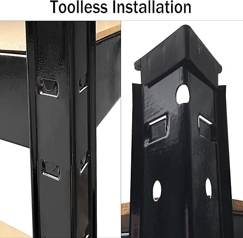 Miniatura 4 de Estantes de almacenamiento de metal para garaje, marco de acero resistente de 71 pulgadas, estante de almacenamiento multiusos con estantes