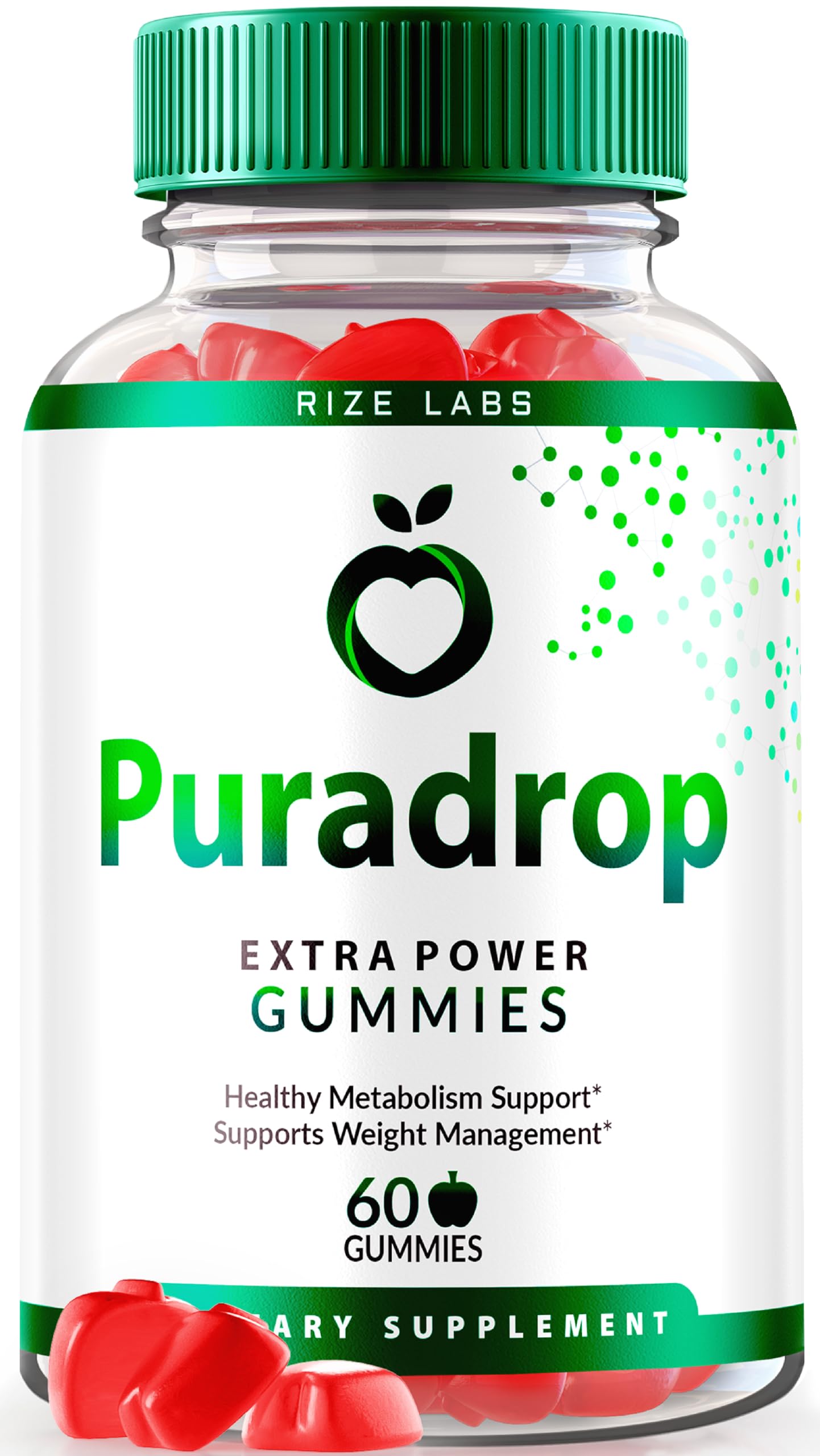 Puradrop Extra Power Gummies for Weight Loss Management, Extra Strength, Keto ACV (Apple Cider Vinegar) Gummy Supports Healthy Metabolism (60 Gummies)