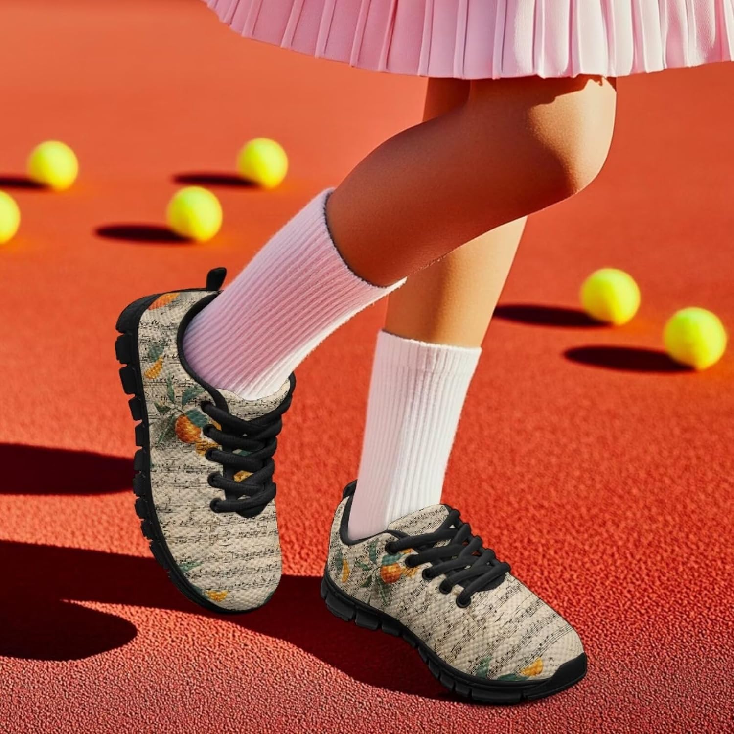 Funnydude Cute Print Girls Walking Shoes Kid Casual Tennis Shoes Breathable Footwear