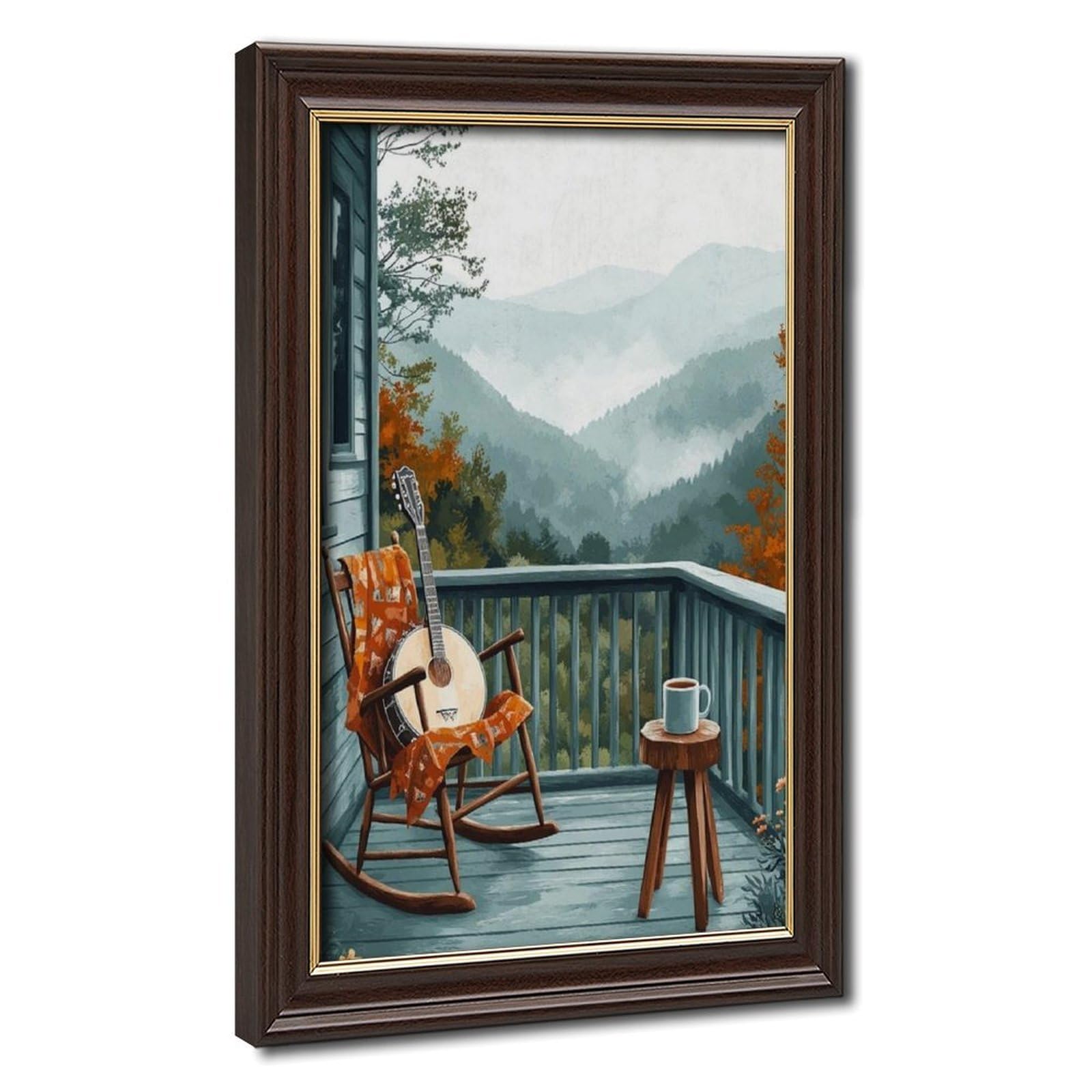 Lxwnze Mokume Gane Frame-Style Appalachian Porch Scene With Canvas Poster For Dorm Room Decor Gift