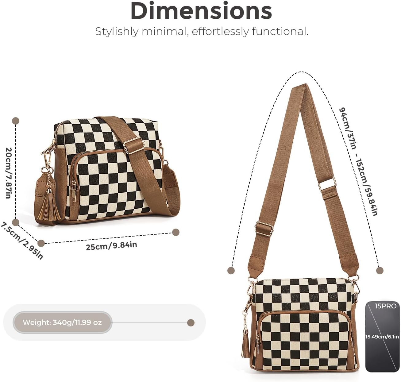 JQWYGB Checkered Backpack for Women 3pcs Set Plaid Back Pack Checkered Crossbody Bag Fashion Backpack Wallet Work Travel
