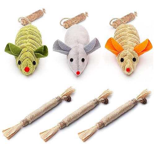 3 Pack Silvervine Cat Chew Toys and 3 Pcs Squeak