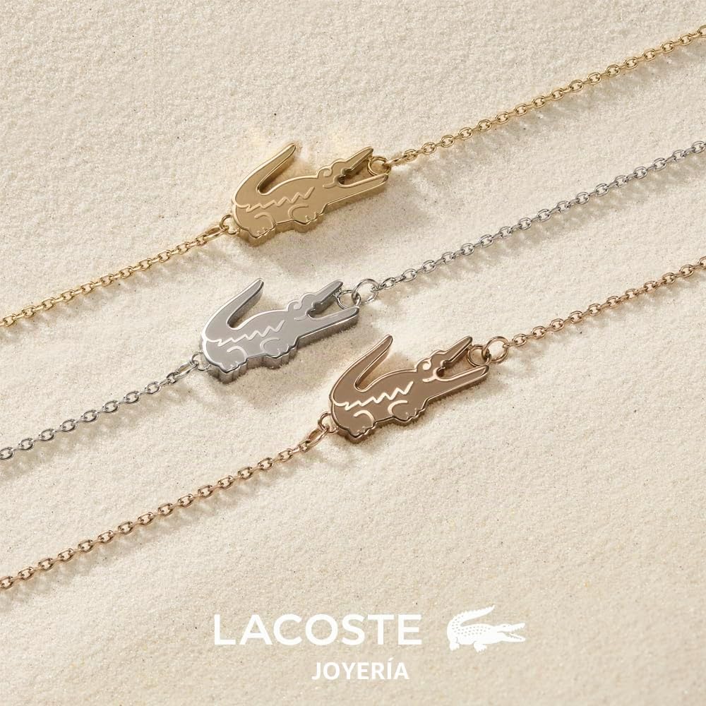 Lacoste Pulsera de cadena para Mujer Colección CROCODILE disponible en versión plateada, dorada o oro rosado