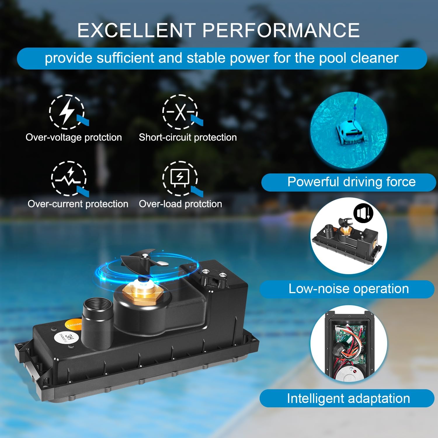 9995372RD-EX Robotic Pool Cleaner Motor Unit Replacement for Maytronics Dolphin Robotic Pool Cleaners for Advantage Plus, Deluxe 4, Discovery (Old), Edge, Premier, Prowler 830, Triton (Old)