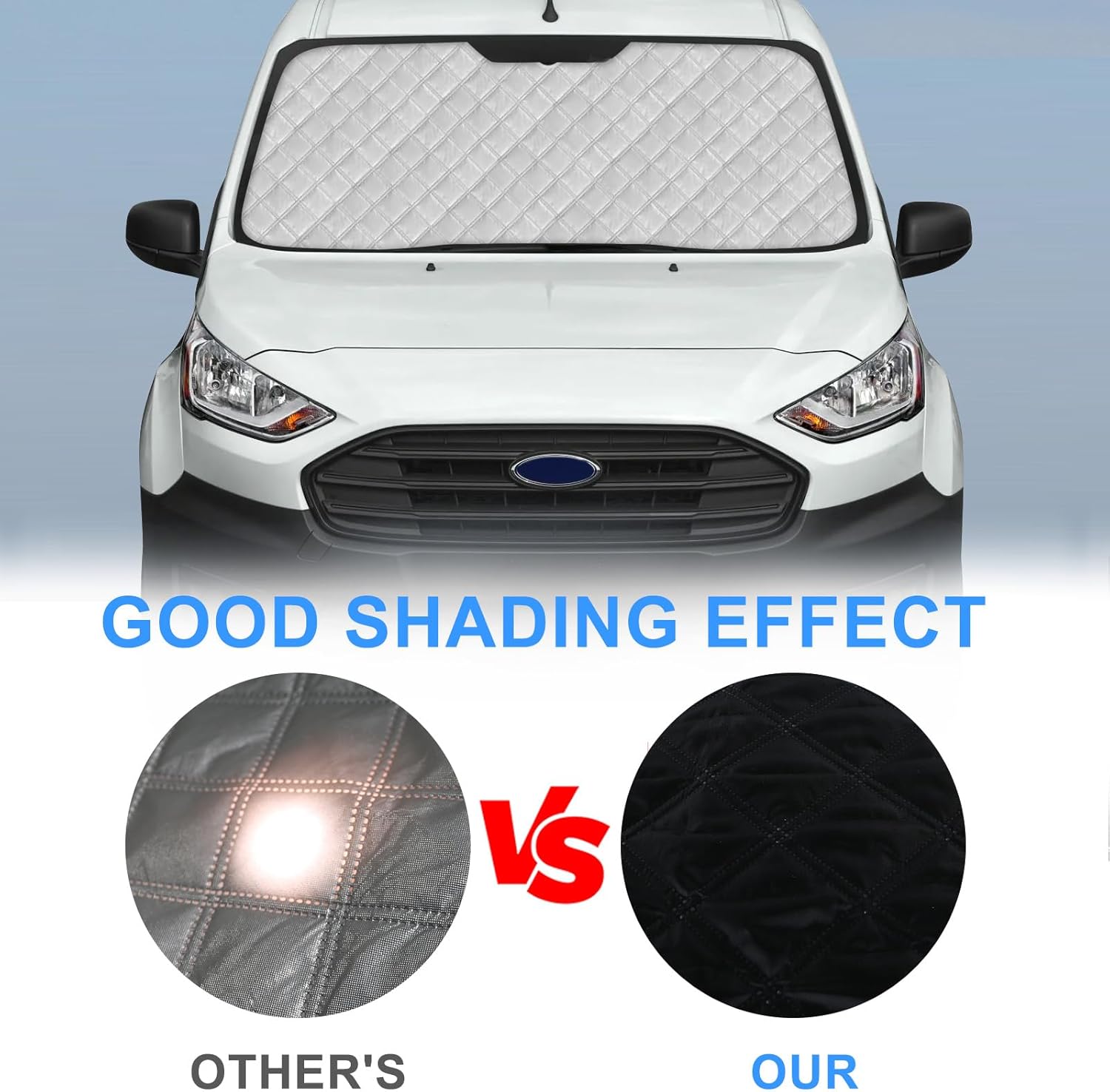 Ford Transit Connect Sun Shade 12-Piece Set 2014-2023 | Full Cabin Thermal Insulation Kit | Thermal Insulated Window Covers | UV Blocker + Privacy Covers (Front/Rear/Side Windows)