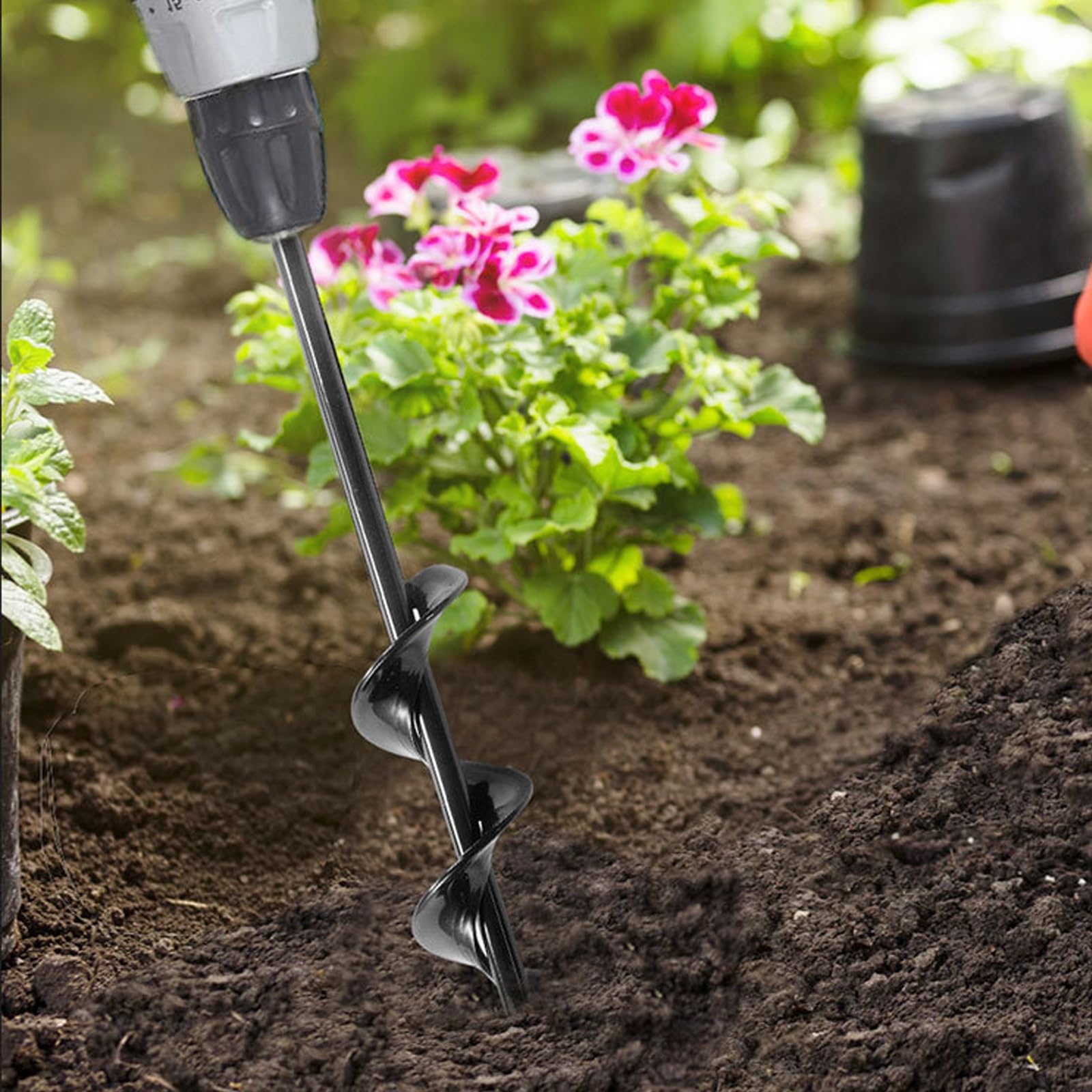 4 punte per trapano a terra, 4 x 42 cm, 8 x 30 cm, 4 x 22 cm, con guanti da giardino, per avvitatore a batteria, trapano, avvitatore a batteria, carichi pesanti, fioriere a vite