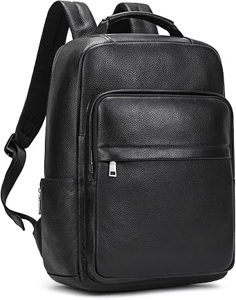 LUUFAN Genuine Leather Backpack for Men, Casual Shoulder Bag Multi Pockets Daypack 15.6 Inch Laptop Bag for Travel Business Hiking