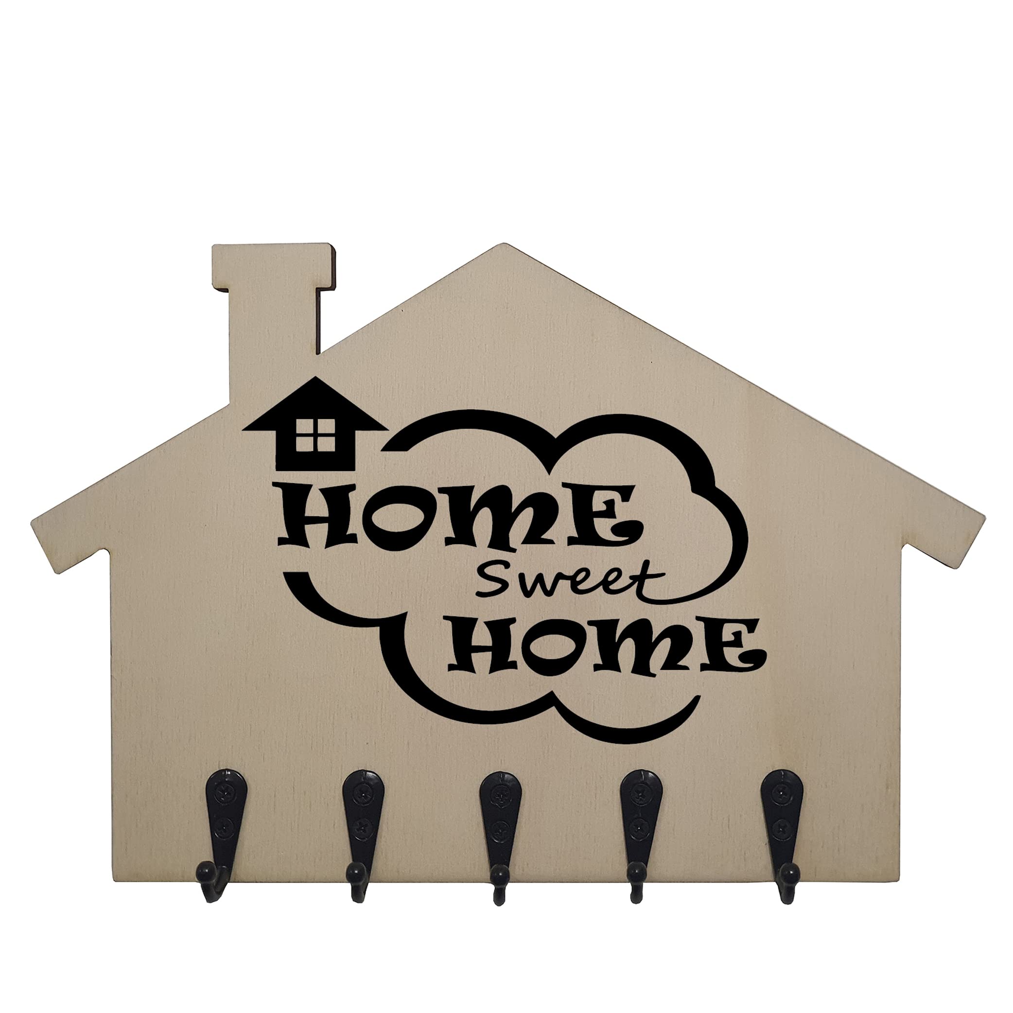 Appendichiavi Da Muro Personalizzato In Legno Naturale 'Home Sweet Home' Con 5 Ganci - Stileitaliano