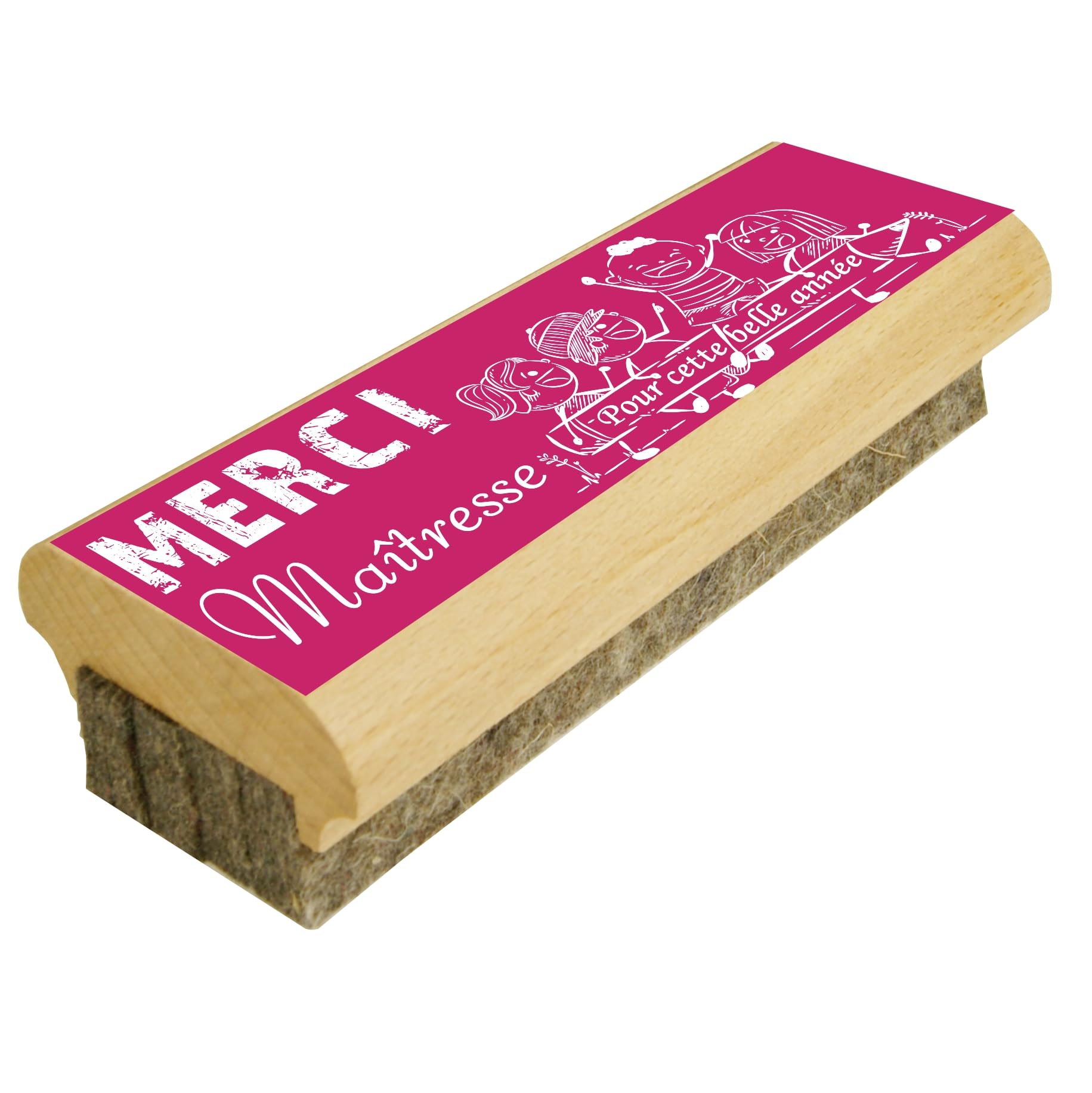 Cadeau Maîtresse d'école - Brosse à tableau en Bois efface le Feutre et la Craie sur Tableaux Noirs et Tableaux Blancs (Merci Maîtresse (Rose)