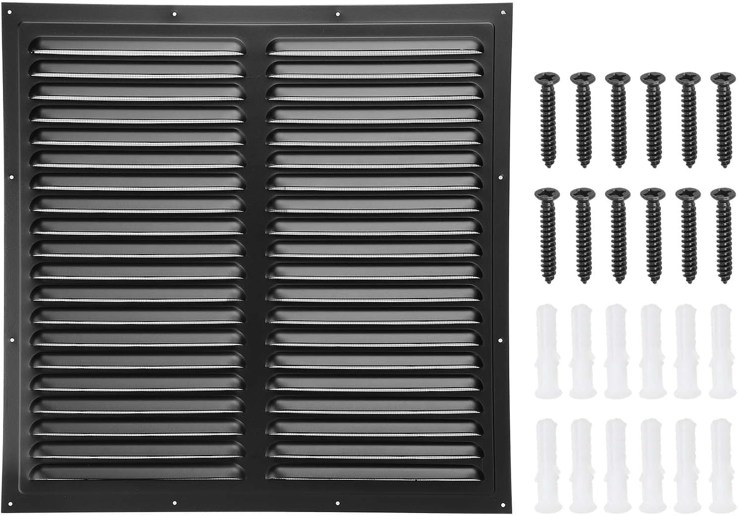 PATIKIL 16"x16" Aluminum Gable Vent, Exterior Wall Outlet Vent Square Soffit Vent HVAC Louver Air Grille with Built-in Screen for House Attic Garage Ceiling, Black