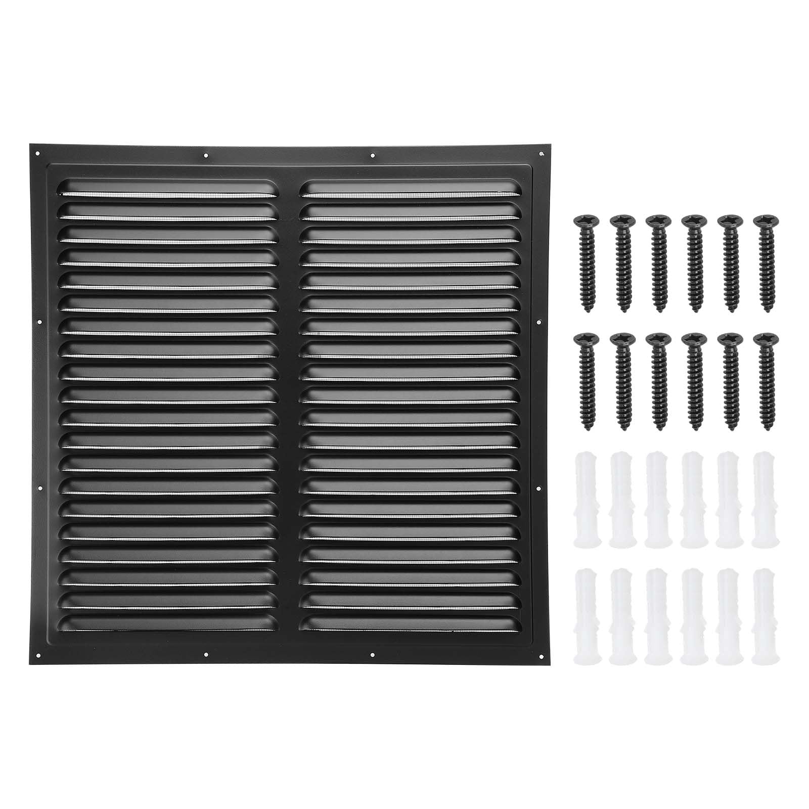 PATIKIL 16"x16" Aluminum Gable Vent, Exterior Wall Outlet Vent Square Soffit Vent HVAC Louver Air Grille with Built-in Screen for House Attic Garage Ceiling, Black