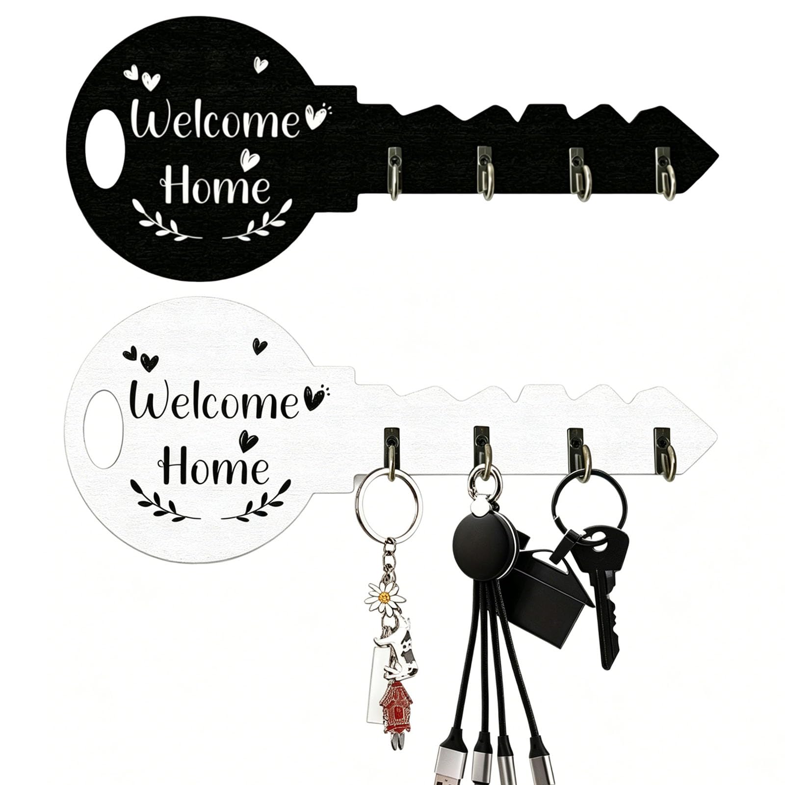 2 Pcs Wooden Key Holder for Wall Car Key Holder, Practical Wall Hooks, Stylish Mounted Keys Rack Organizer, Multipurpose Home Decor for Entryway Kitchen Office Living Room Daily Storage Use