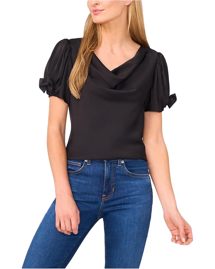 CeCe Cowl Neck Bubble Short Sleeve Top - Main View