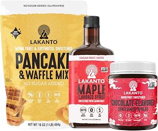 Lakanto Sugar Free Ultimate Breakfast Combination - Pancake and Waffle Mix, Maple Syrup, Chocolate Sunflower Spread, Delicious