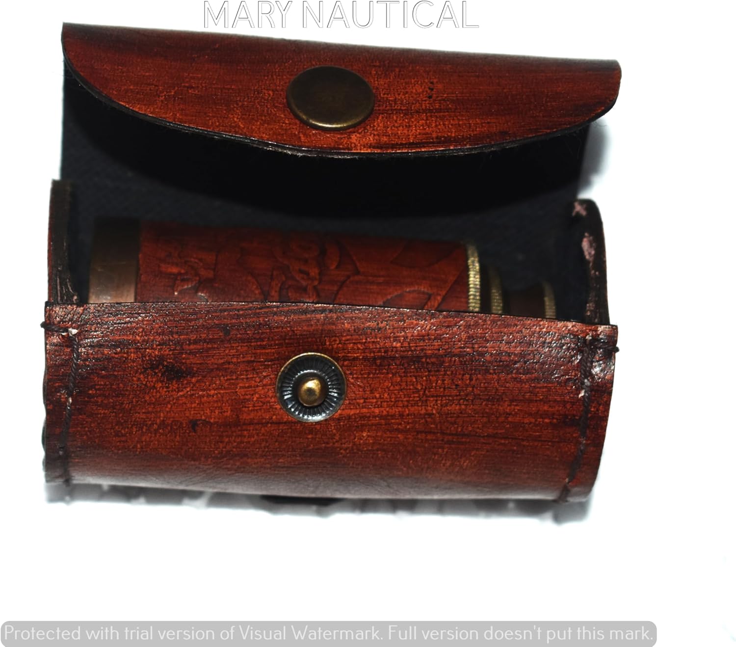 6" Handheld Brass Telescope with Leather Case Pirate Navigation Pocket Telescope - Nautical Collectibles