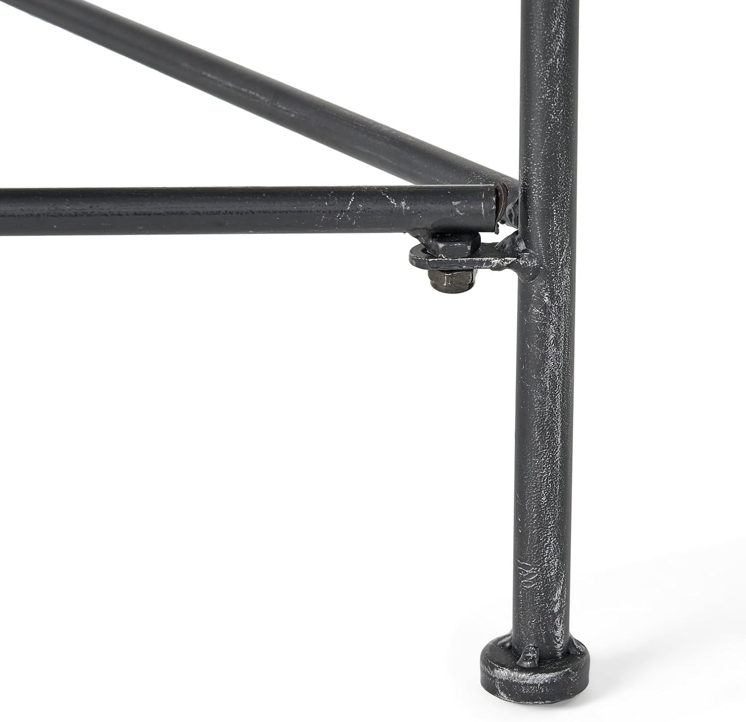 Iron Outdoor Coffee Table with Black Brushed Silver Finish – 20.75 x 36.75 x 18 Inches, Powder-Coated Metal Patio Table for Deck or Backyard