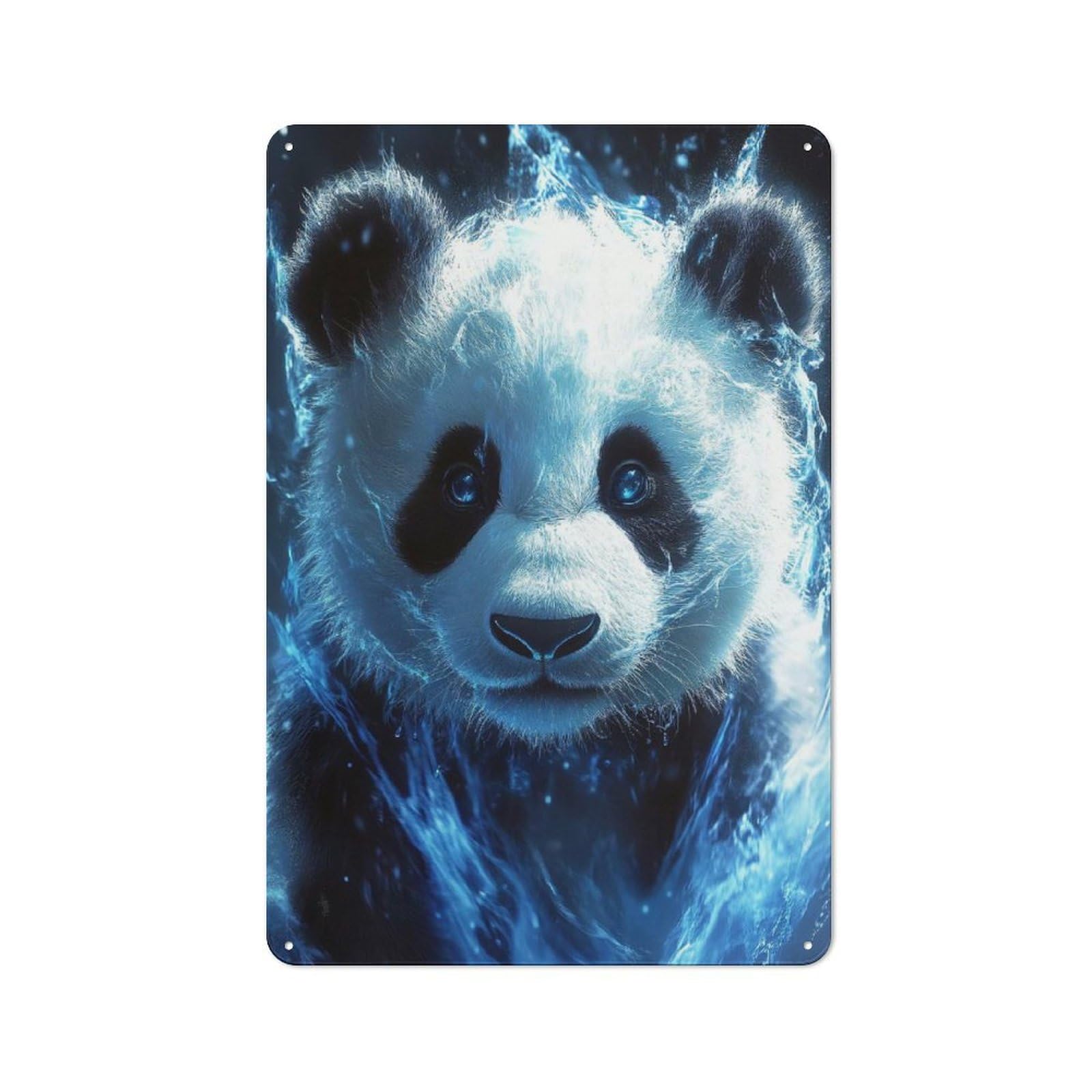 Junmoney Style-2 Panda In Blue Energy Vintage Tin Sign 30X20cm For Garden Room Or Summerhouse, A Housewarming Gift For Outdoor-Room Decor Collectors