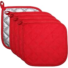 5 PCS Pot Holders for Kitchen, Cotton Potholers with Great Heat Resistance, Hot Pads, Trivets for Cooking and Baking Red
