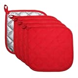 5 PCS Pot Holders for Kitchen&comma; Cotton Potholers with Great Heat Resistance&comma; Hot Pads&comma; Trivets for Cooking and Baking Red