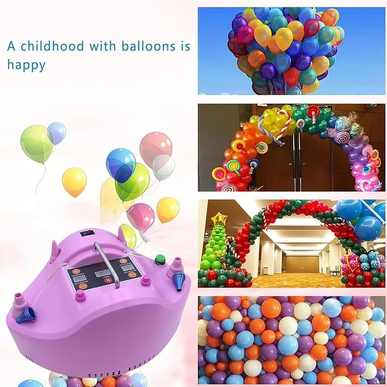 Pompa Elettrica Di Precisione Per Palloncini Da 1200 W, Gonfiatore Quantitativo Per Palloncini, Con Interruttore A Pedale E 2 Ugelli, Contatore Automatico, Tempo Regolabile, Per Celebrazioni,