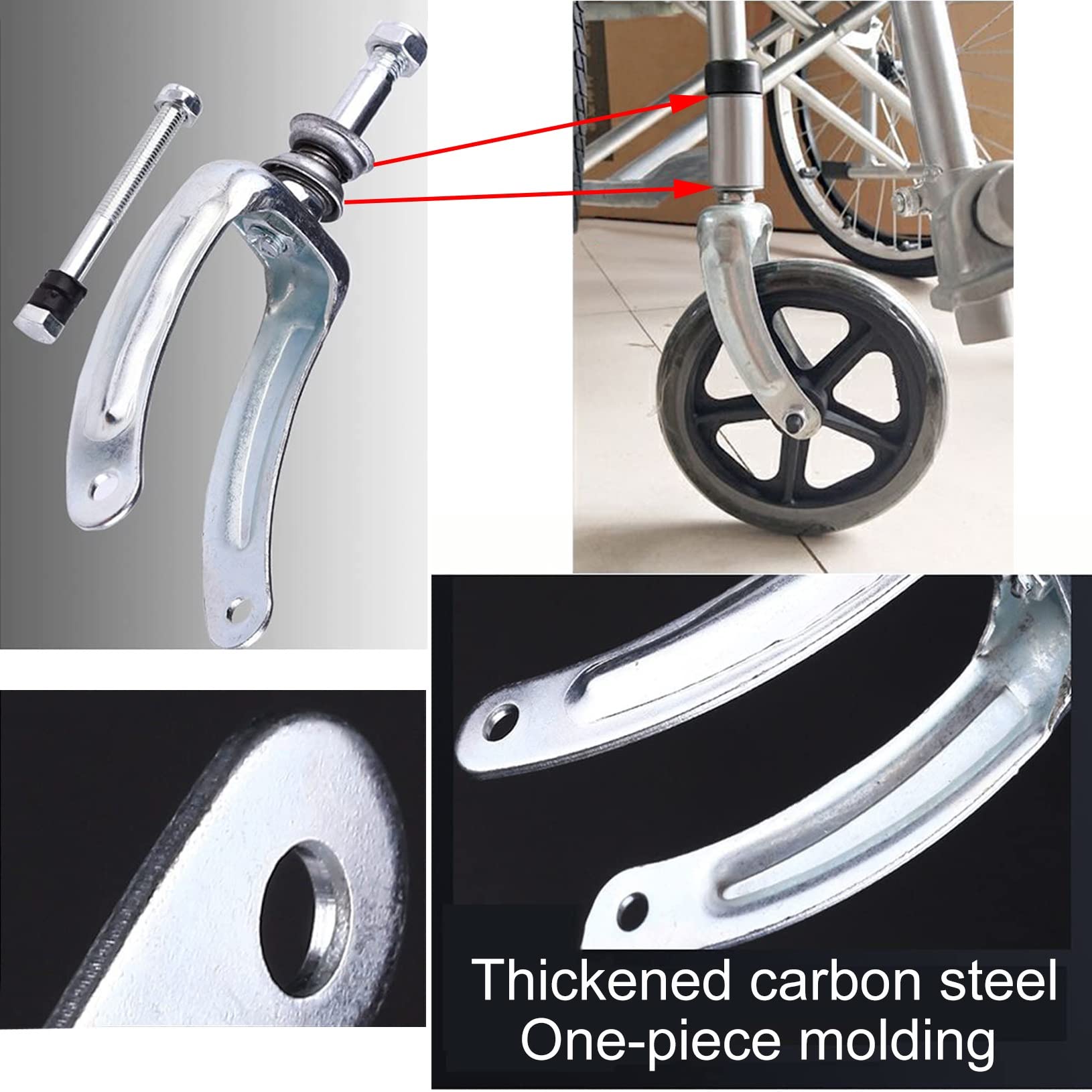 LekLai Rueda de Repuesto para Silla de Ruedas, 2 Piezas de Repuesto de Rueda Delantera para Silla de Ruedas, Kit de Repuesto de Rueda Sólida para Sillas de Ruedas, Conjunto de Ruedas para Silla de R