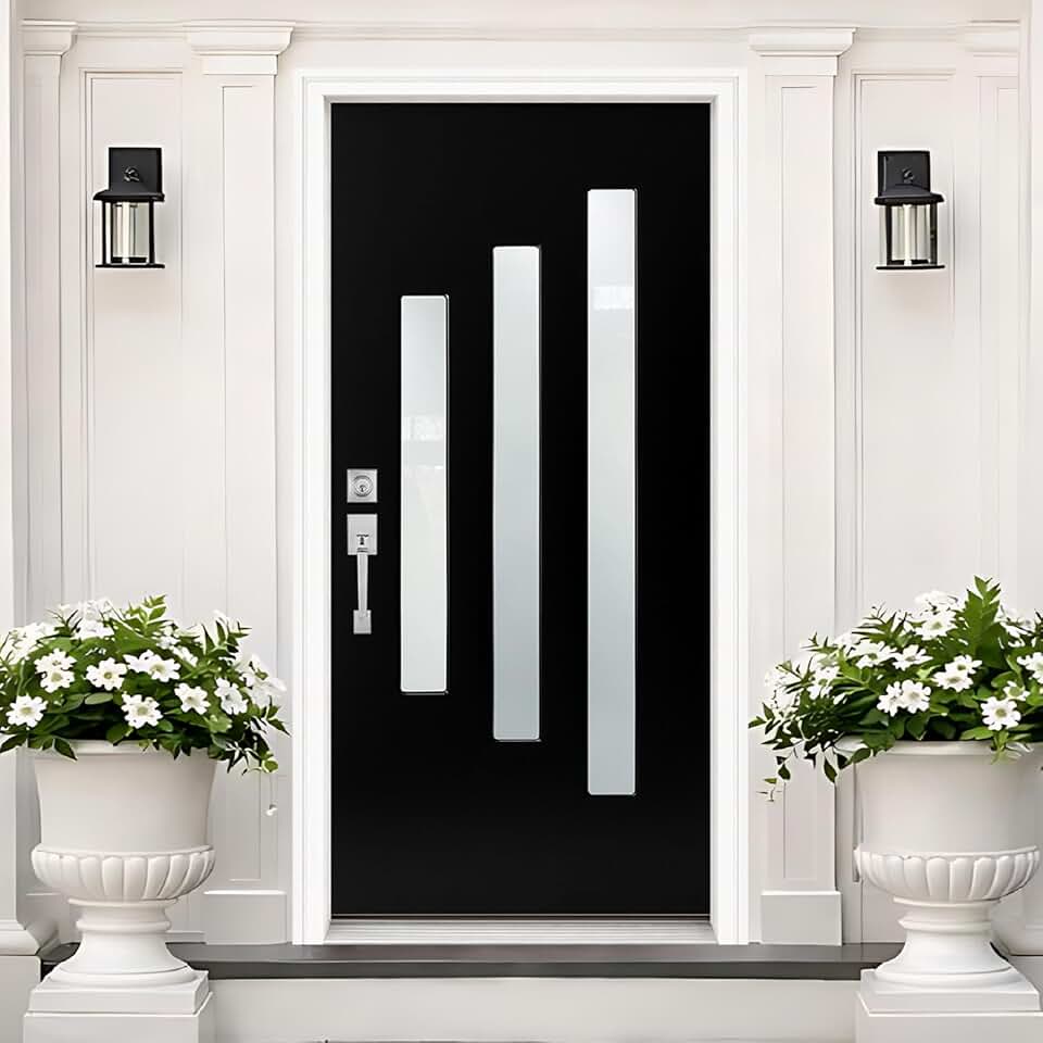 36x80in Fiber-Reinforced Front Exterior Door RH Inswing with Frosted Glass