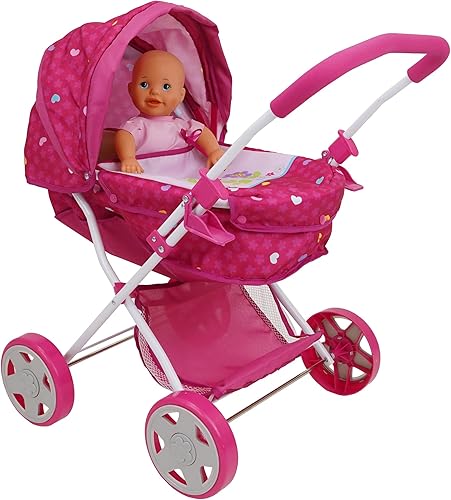 509 Crew Garden Pram N - Juego de muñecas de bebé de 14 pulgadas y cochecito plegable juego de simulación para niños a partir de 3 años