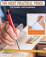 Vista 5 de Nicpro Juego de 28 lápices de carpintero con sacapuntas, lápices mecánicos de carpintero con 127 recambios y herramienta de grabado de carburo