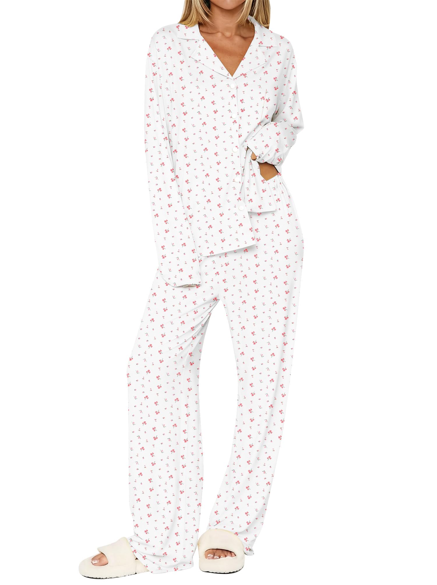 Dressmine Ladies Long Sleeve Cute Pajama Sets 2 Piece Fall Outfits