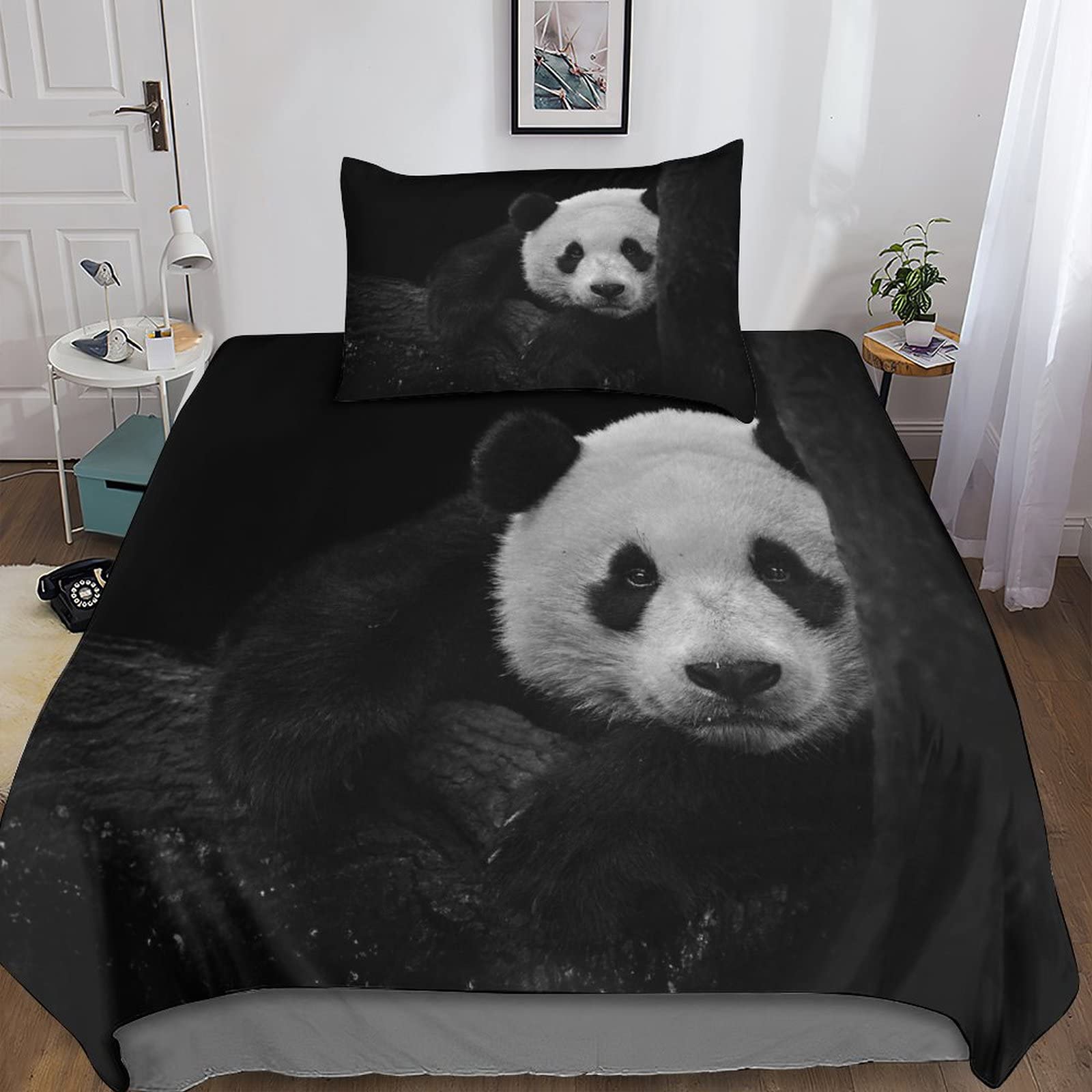 Housse de couette panda pour lit enfant et adulte parure 3D