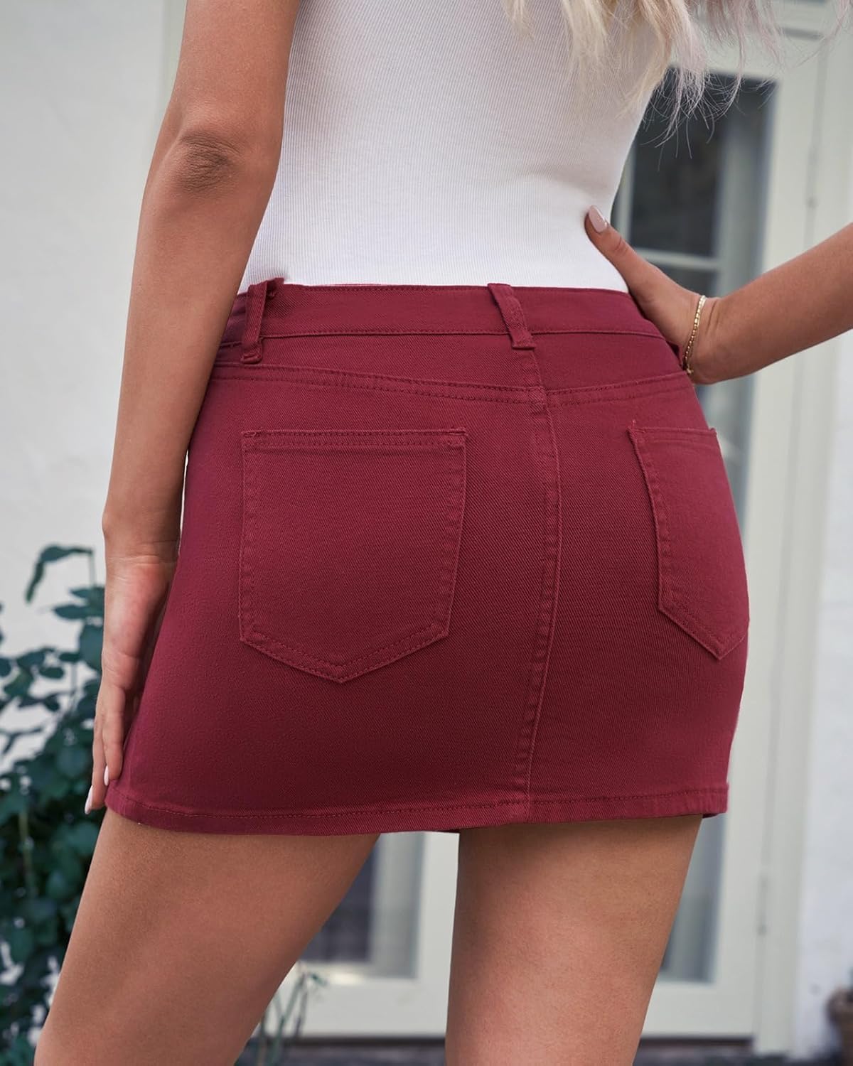 Vetinee Jean Skorts for Woman High Waisted Trendy Slit Stretchy Denim Skirt with Shorts Y2K Casual Summer Skorts Skirts - Image 2