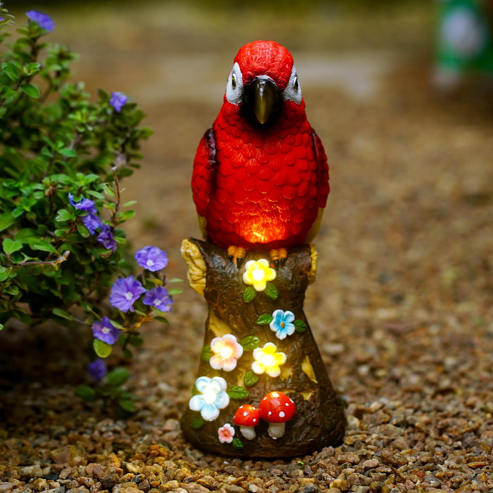 Cadeau de jardin idéal pour maman et grand-mère : le perroquet solaire lumineux