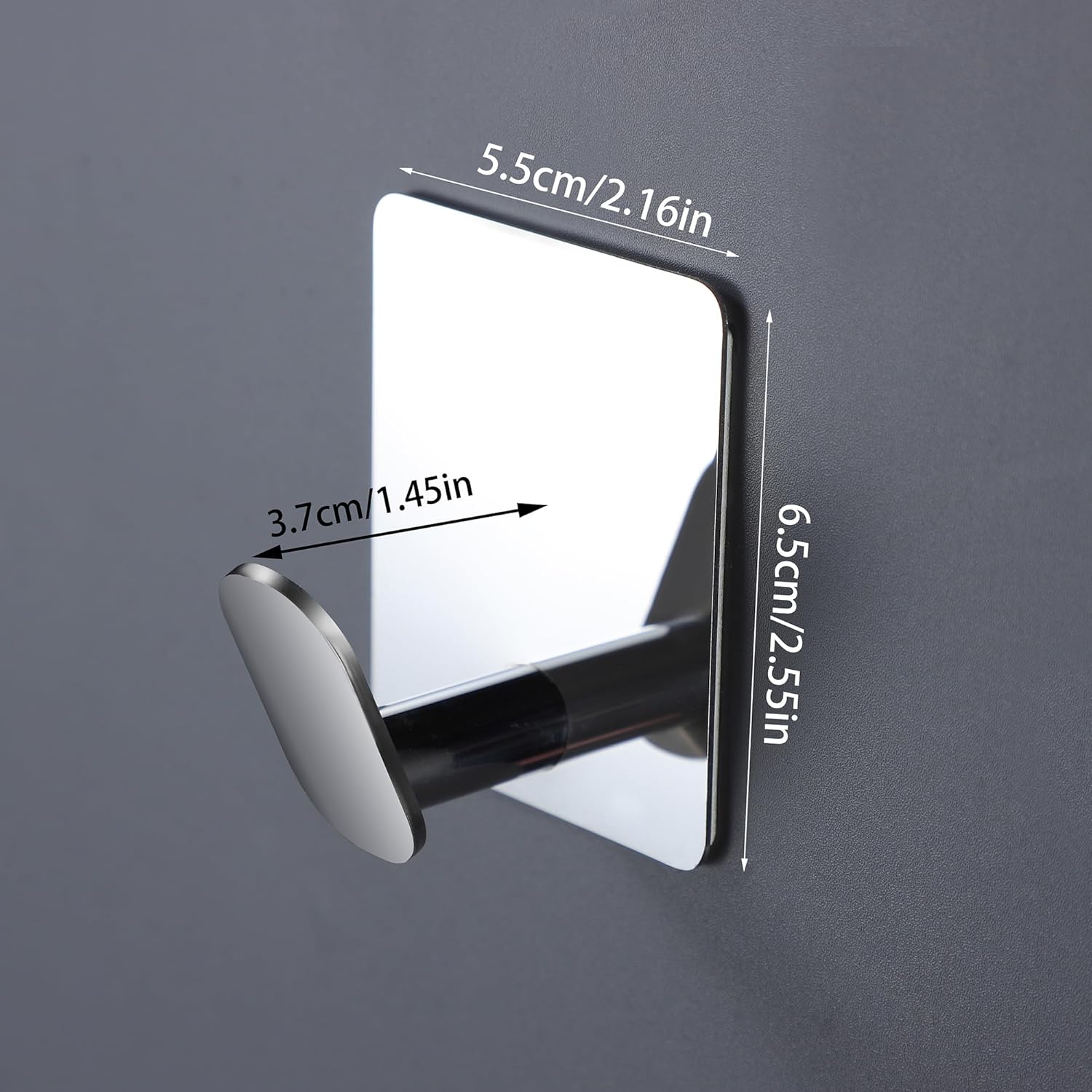 DELITON Towel Hooks for Bathrooms - 4 Pack Wall Hooks for Hanging Heavy Duty Adhesive Command Hooks for Coat Robe, Waterproof Shower Hooks Stainless Steel Mirror, Silver