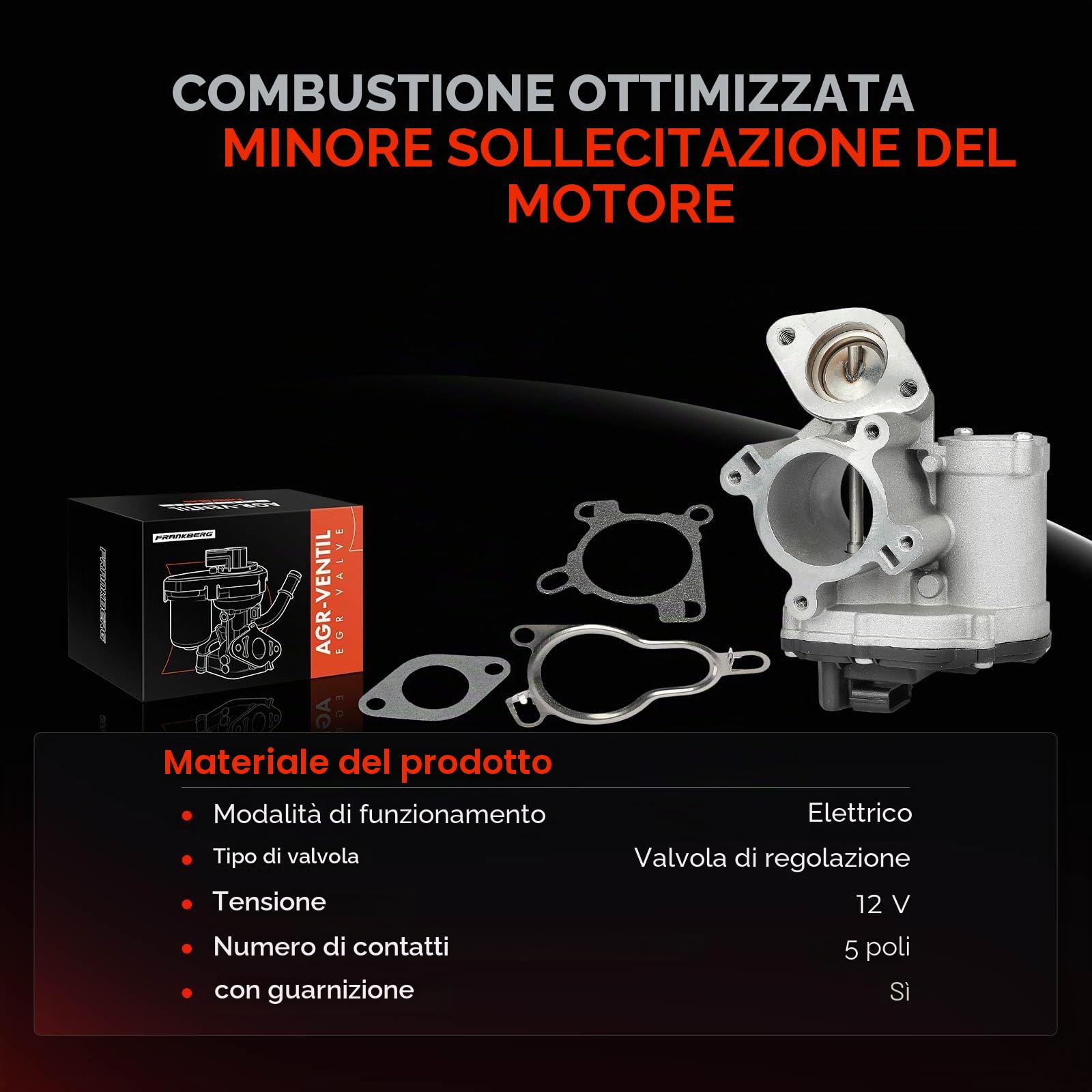 Frankberg Valvola EGR per il ricircolo dei gas di scarico 95508569 | Compatibile con: Grand Scénic III JZ0/1, NV400 pianale/telaio X62 X62B, M.e.g.a.n.e CC EZ0/1, NV400 Box X62 X62B