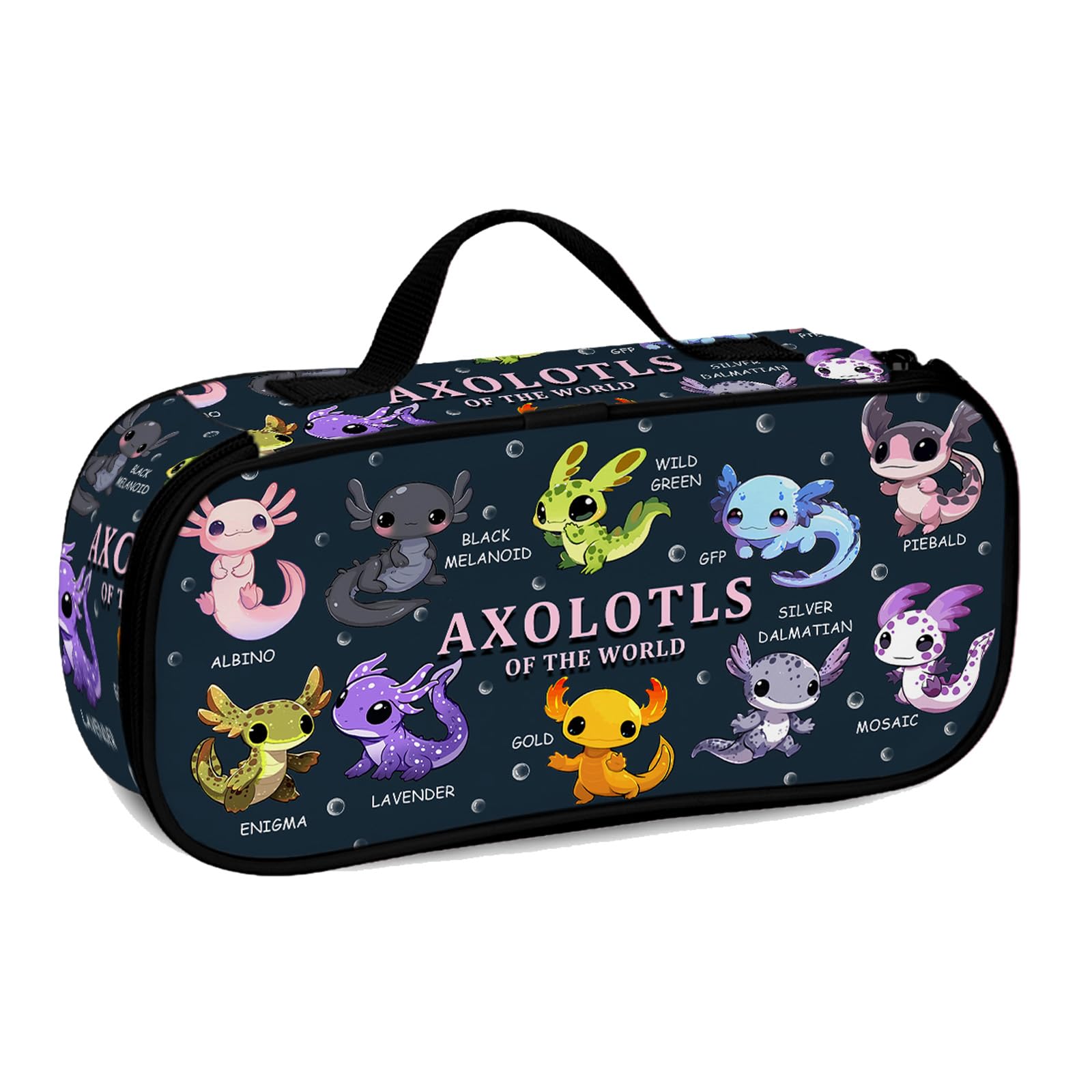 Yasrlvun Axolotls Pencil Case for Boys Girls Axolotls Large Capacity Pencil Cases Adult Teens Axolotl Lover Pen Boxes