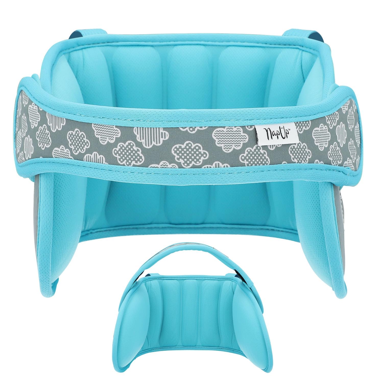 NAPUP Kids Head Holder for Car Seat – Adjustable Polyester Carseat Head Support for Toddler (Light Blue)