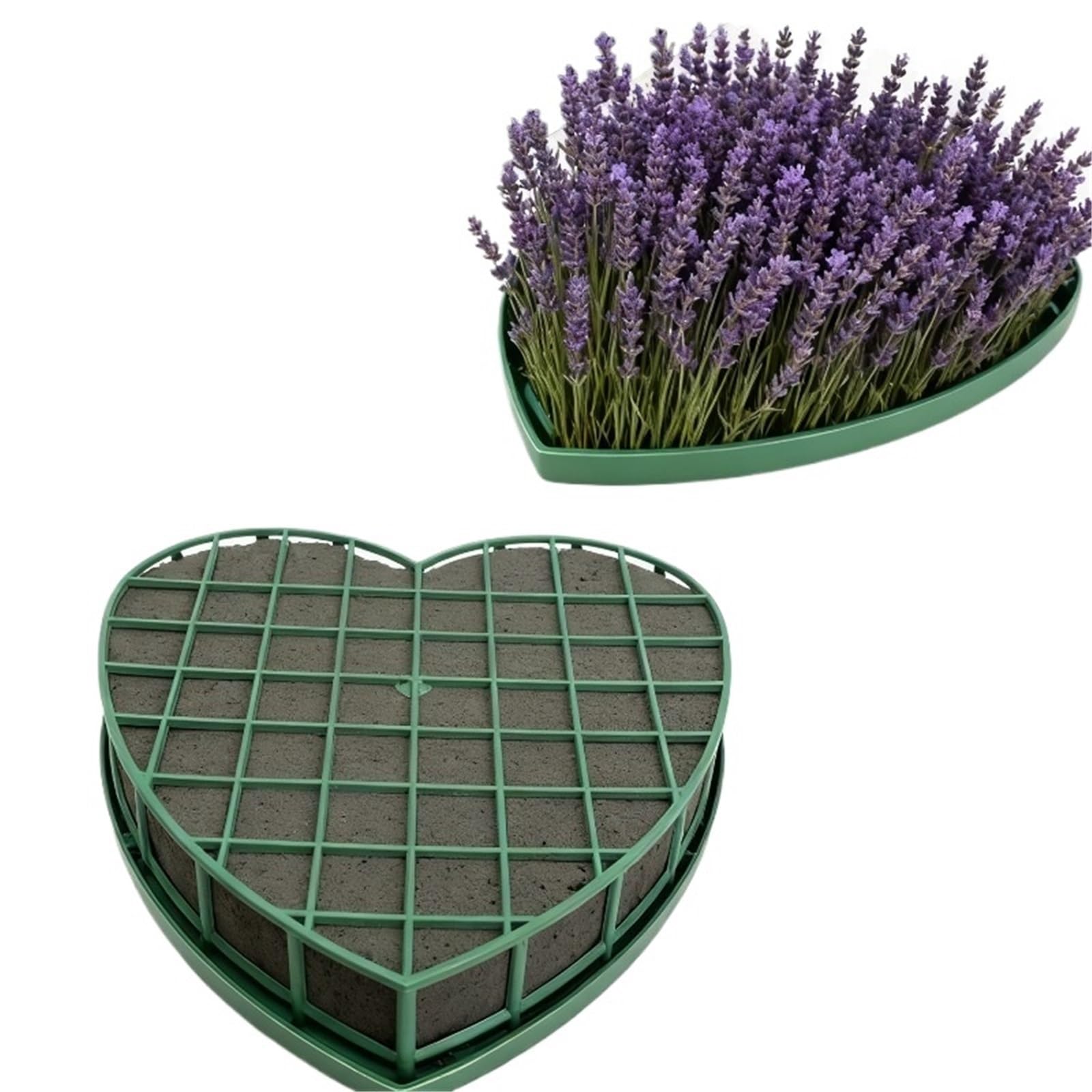 WWYYZAYC 1/3PCS Artificial Mud Bricks Heart Shape Green Floral Foam Blocks Flower Cage Box With Suction Cup Wedding