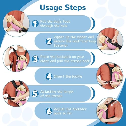 Miniatura 4 de YUDODO Mochila transportadora frontal para perros y mascotas, ajustable, con patas hacia afuera, mochila de viaje para perros de fácil ajuste para