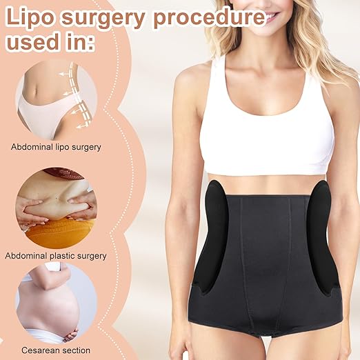 2 Piezas Espuma Lipo Post Cirugía Protector Lateral Abdominal Negro miniatura 5