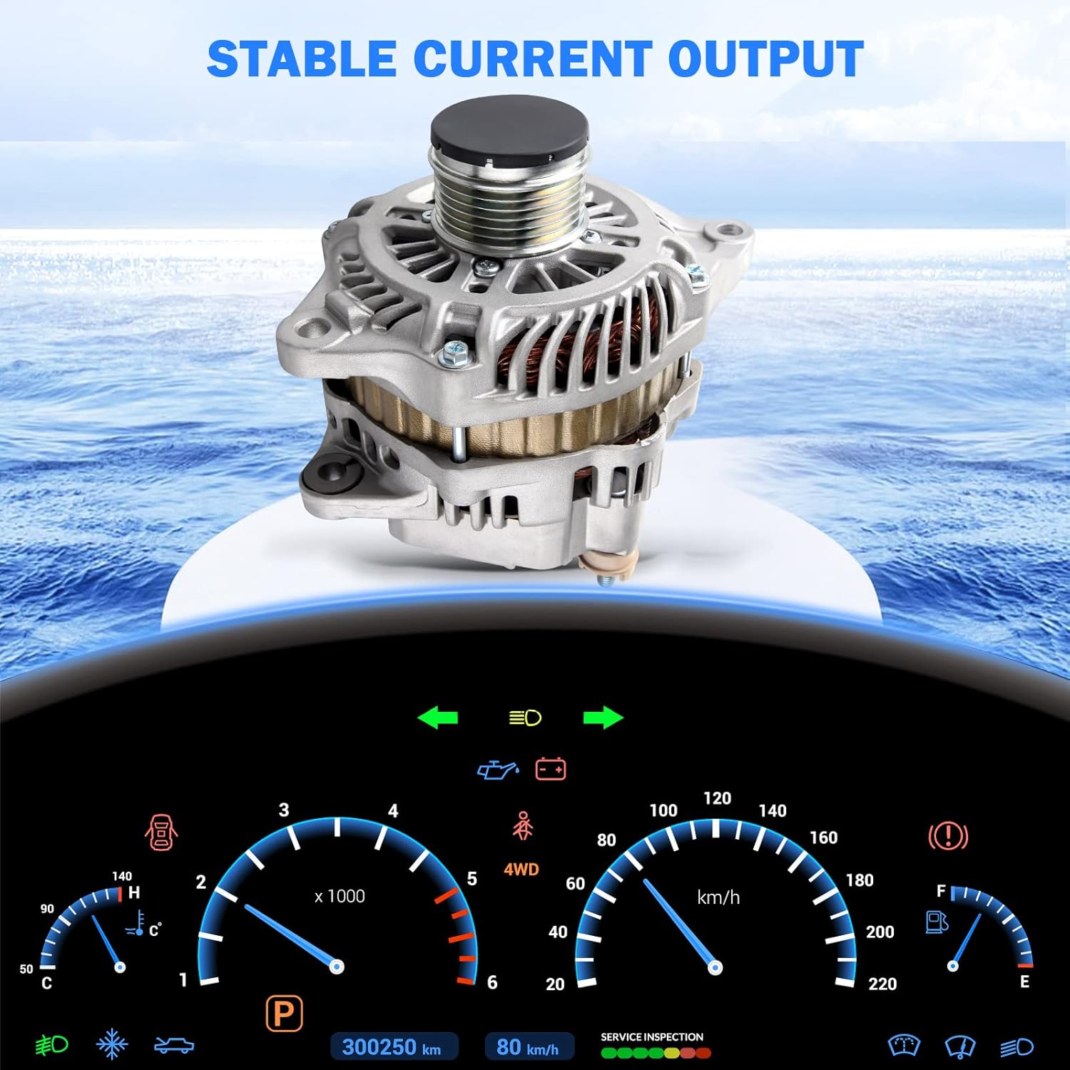 High Output Alternator for Dodge for Avenger 2008-2013 for Caliber 2007-2012, for Chrysler for Sebring 2007-2010 for 200 2011-2013, for Jeep for Patriot for Compass 2007-2016 Replaces# 11231