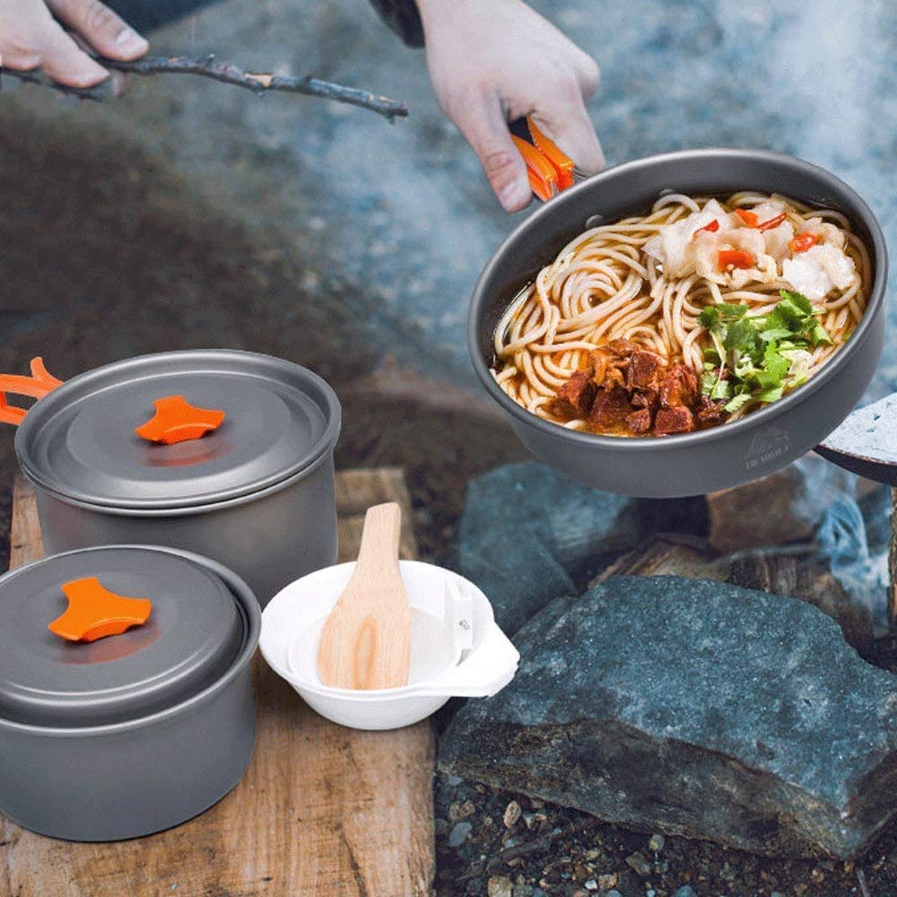 KANBUN ADITAM 4-5 Personen Campingkochgeschirr, Outdoor-Utensilien-Rucksack, Antihaft-Rucksack-Kochset, tragbares Picknick-Leichtkochgeschirr-Set, Rucksack-Wanderausrüstung, Picknick Quality Goods