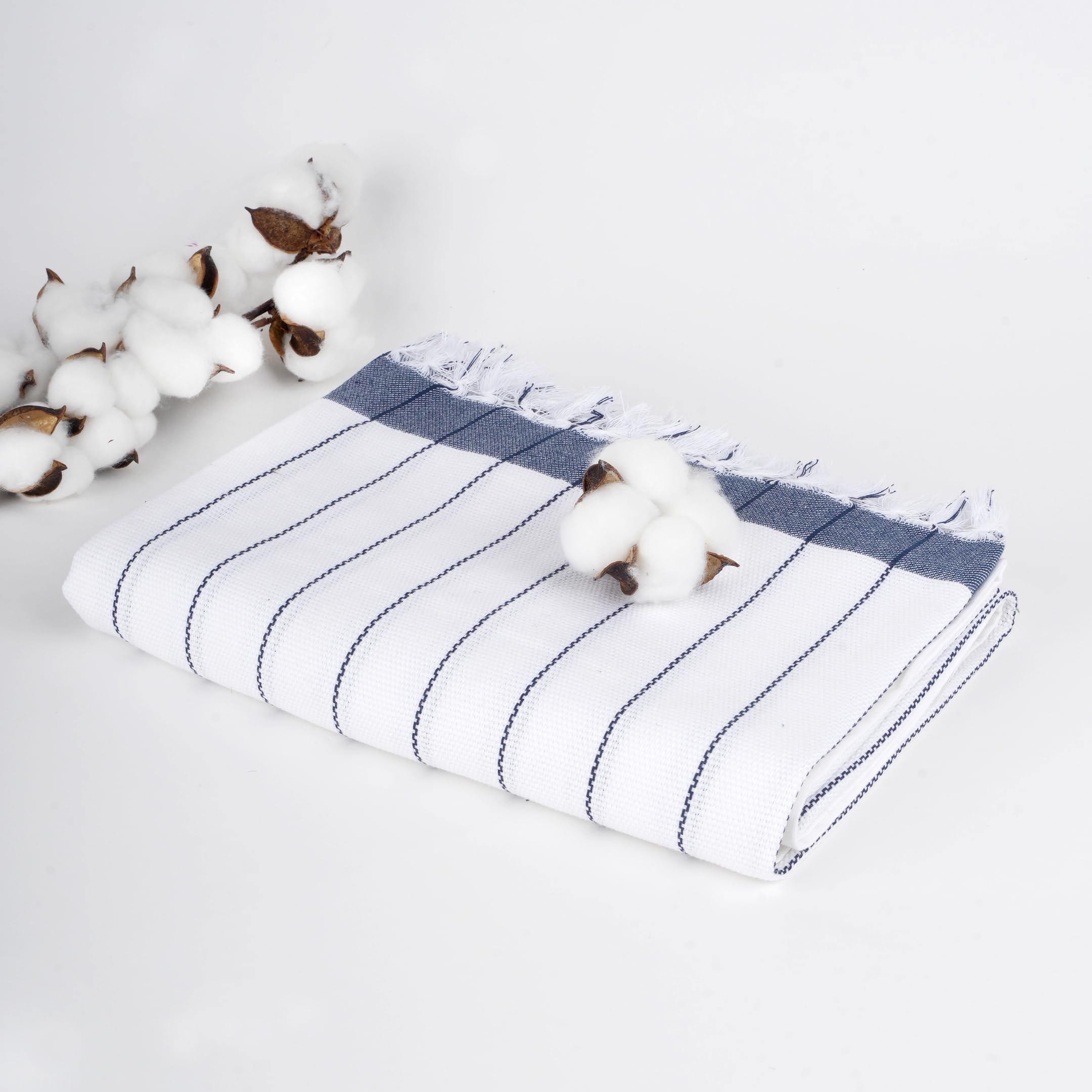 Thirsty Towel Cotton Bath Towel, Pack of 1, Super Soft & High Absorbency Towels, Quick Dry Towels for Bath Large Size, Bath Towels for Men, Women & Kids, Pinstripe (Denim Blue)