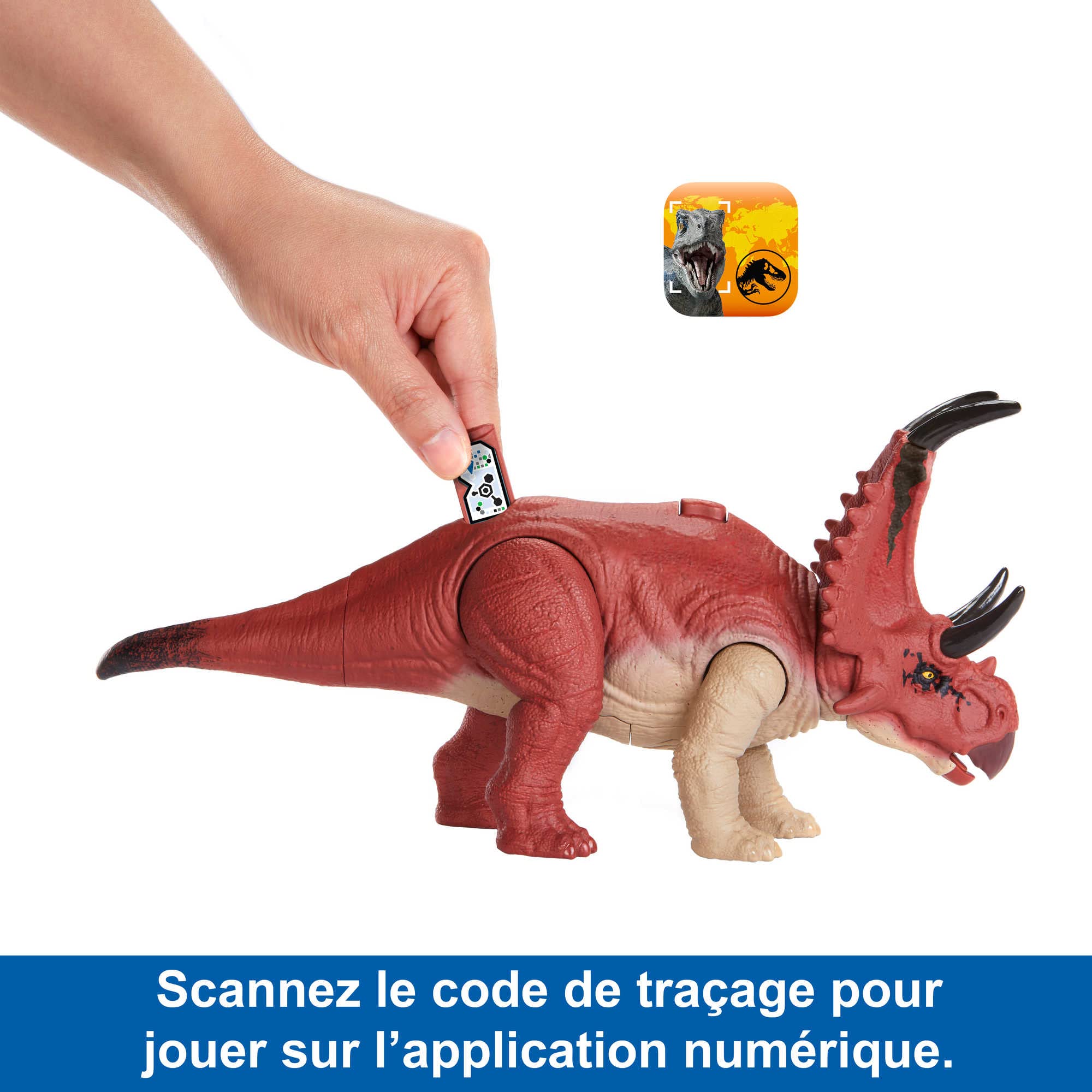Jurassic World Diabloceratops – Figurine Articulée Avec Son, Rugissement Féroce, Attaque, RA, Dès 4 Ans