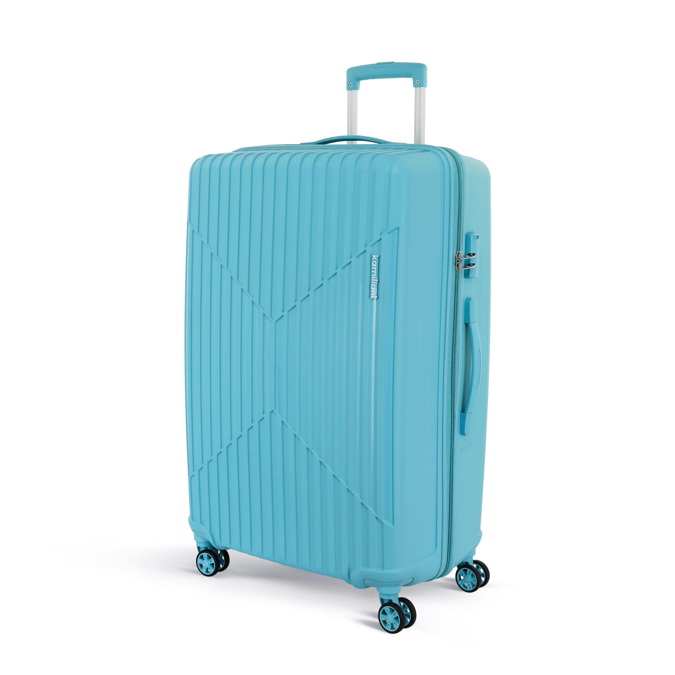 KAMILIANT by American Tourister Savvy|Trolley Bag Check-in Large Size (80 cms) for Travel| Hard Case Polypropylene (PP) Suitcase|360° 8-Wheel Spinner Luggage Trolley|Combination Lock|Sea Blue