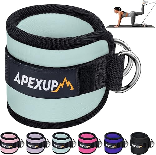 Miniatura 8 de APEXUP Correa de tobillo para máquina de cable, bandas de resistencia de tobillo, correas de tobillo para gimnasio, entrenamientos de glúteos,