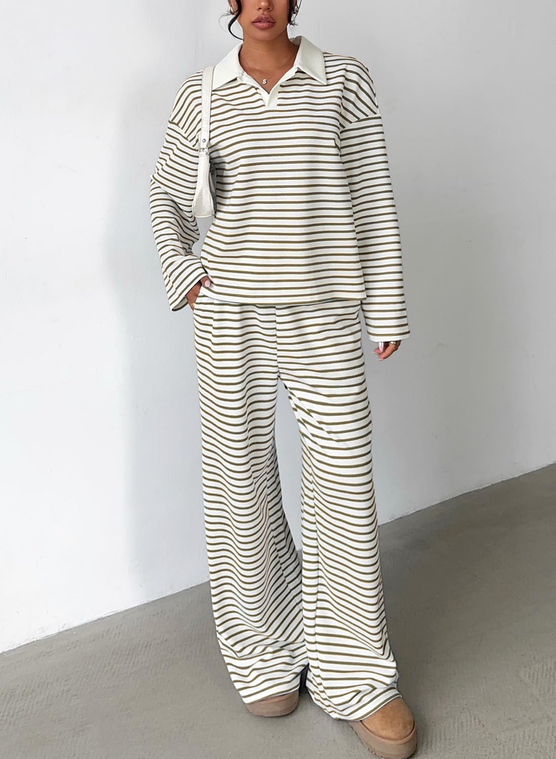 Sweetmoon 2 Piece Lounge Sets for Women Tall Oversized Sweatshirt Wide Leg Matching Pajamas Set Airport Travel Outfit Women - Image 4