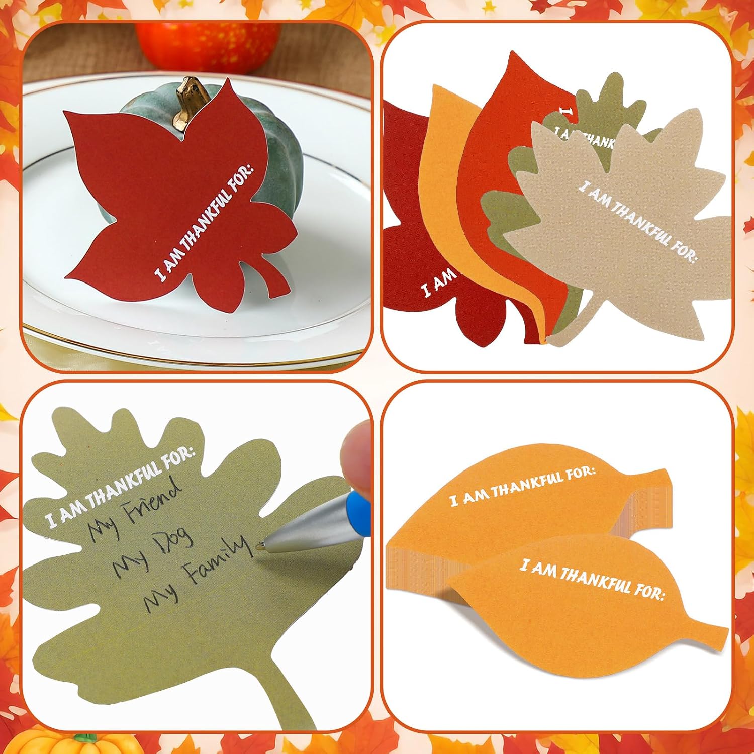 Fullhawl 100 Pcs I Am Thankful for Cards Thanksgiving Leaves