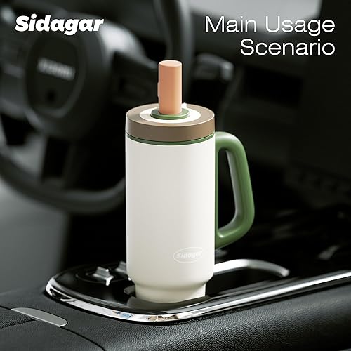 Miniatura 4 de Vaso de 36 onzas con asa y pajilla, botella de agua forrada de cerámica aislada al vacío, taza de viaje de acero inoxidable con tapa, se adapta a