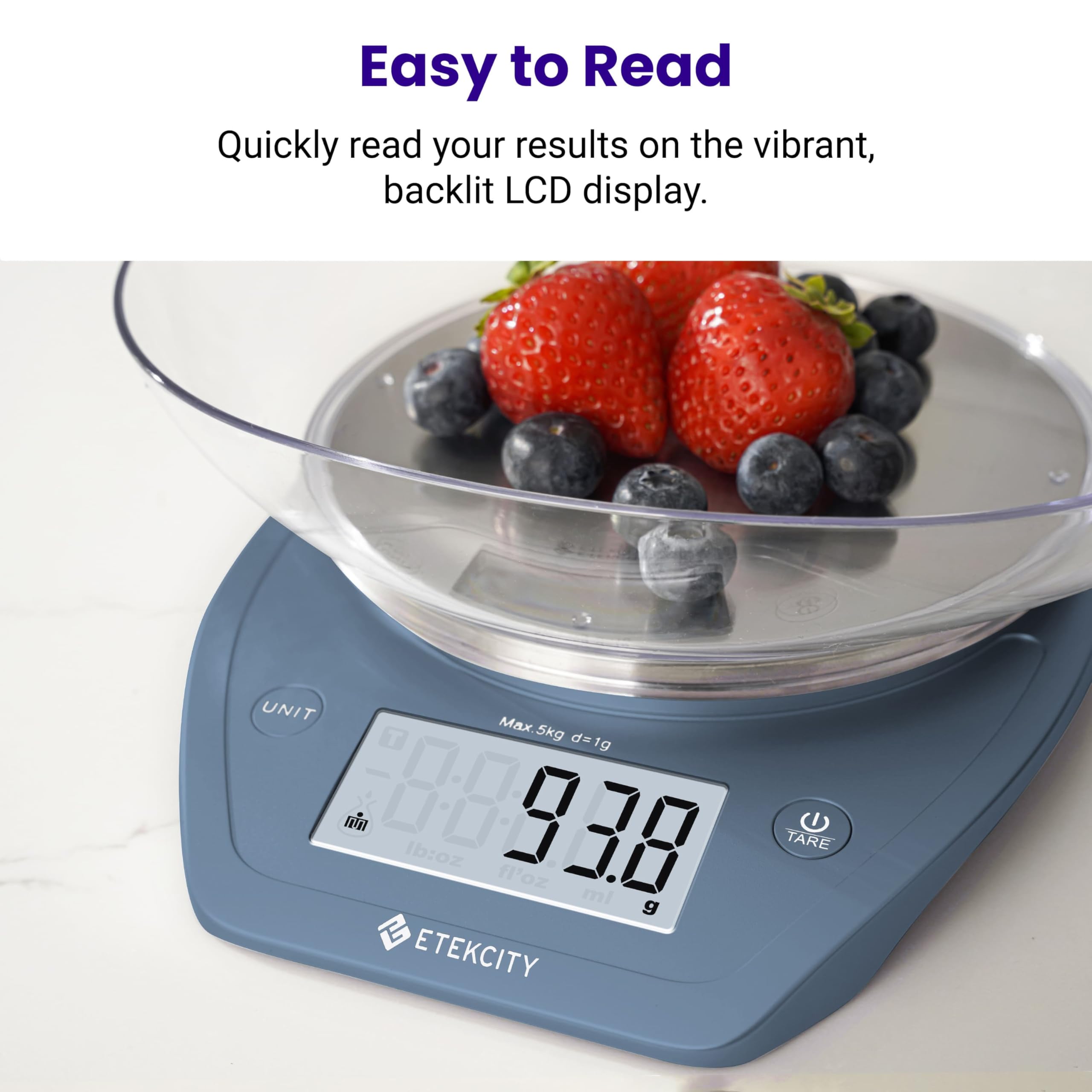 Etekcity 0.1g Food Kitchen Scale Bowl, Digital Grams and Ounces for Weight Loss, Baking, Cooking and Keto, 11lb, Red Stainless Steel